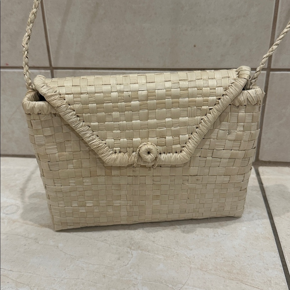 Anthropologie Woven Straw Crossbody Bag